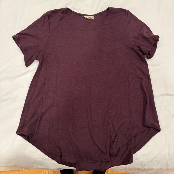 Aritzia Wilfred Free Burgundy Knit Tee Top - L - Picture 1 of 6